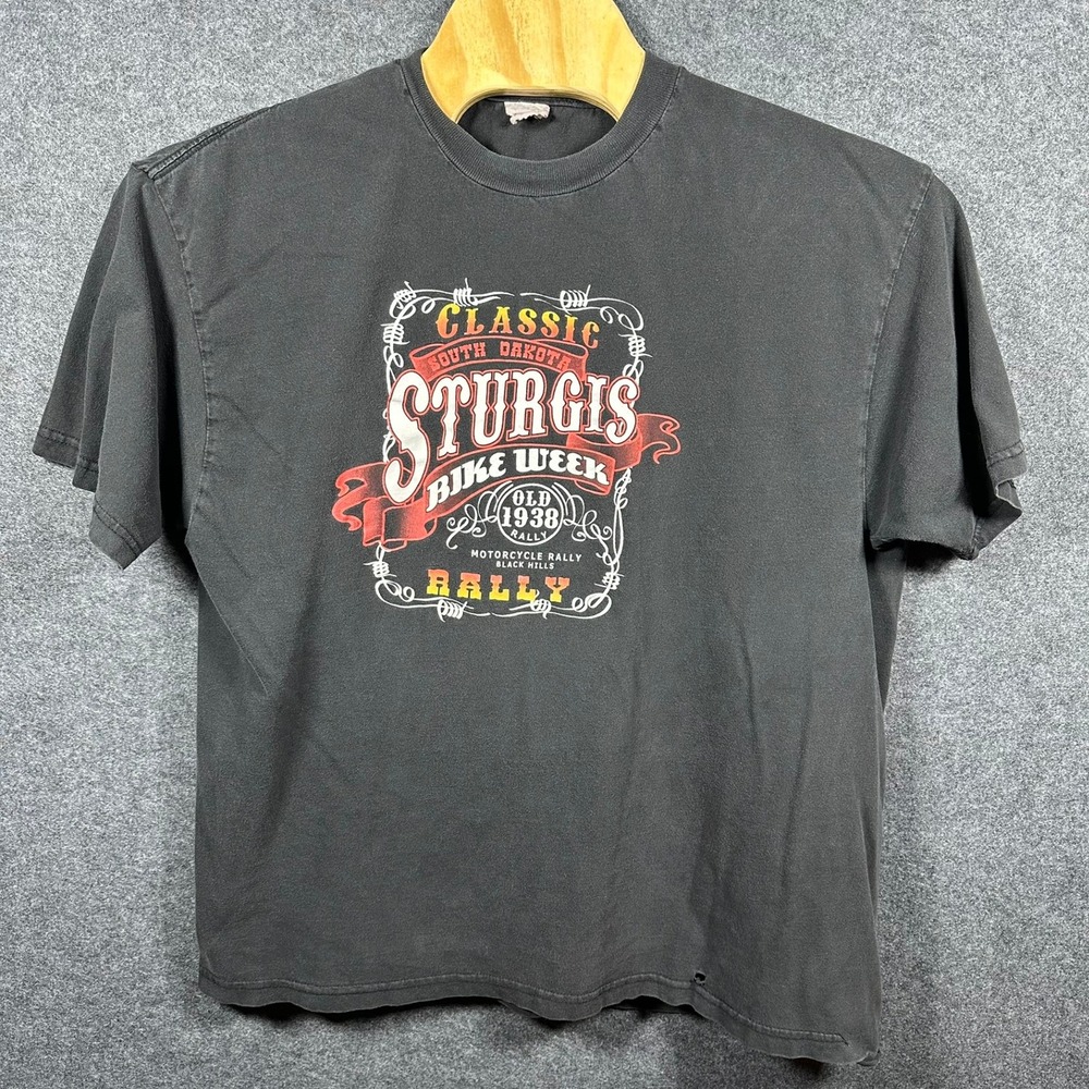 Sturgis Bike Week South Dakota Motorcycle T-Shirt Black Men XL WITH HOLE